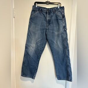 Wrangler Fleece Lined. medium wash. Thermal Cargo Carpenter Workwear Jeans.